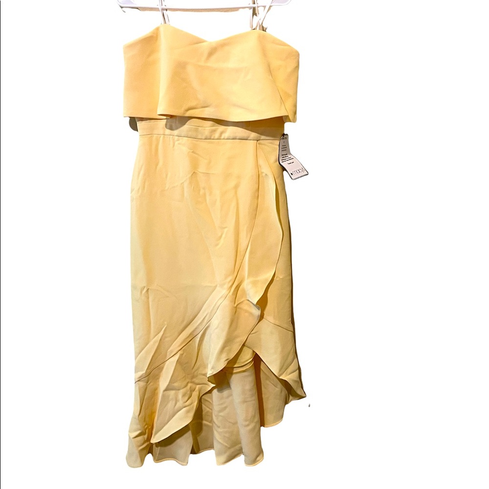 Xscape Lemon Strapless Dress Asymmetrical Hem Size 10